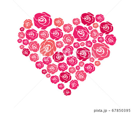 バラの花のベクターイラスト ハートの形をした薔薇の花のイラスト素材