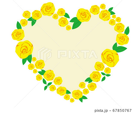 黄色いバラの花のベクターイラスト ハートの形をした薔薇の花のイラスト素材