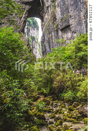 Tourists on a walking path in Wulong National Park Tourists on a walking path in Wulong National Park 67852117