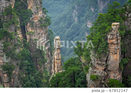 Stone pillars of Tianzi mountains in Zhangjiajie Stone pillars of Tianzi mountains in Zhangjiajie 67852147