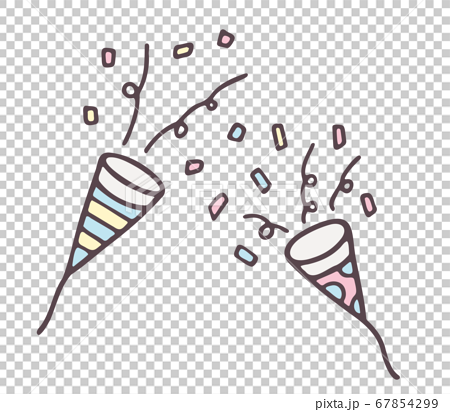 クラッカー パーティ お祝い 誕生日 イベント 手描き おしゃれ かわいい ゆるい 線画 イラスト のイラスト素材