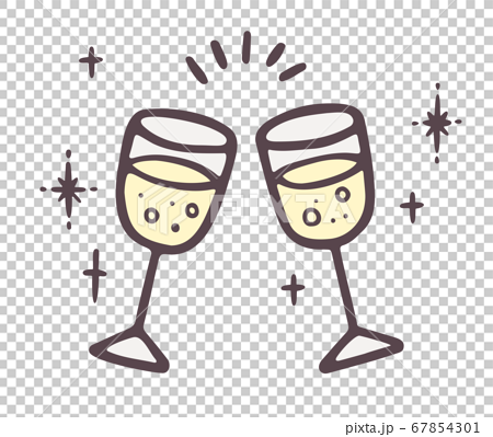 シャンパン グラス 乾杯 パーティ お祝い 誕生日 手描き おしゃれ かわいい ゆるい 線画のイラスト素材 67854301 Pixta
