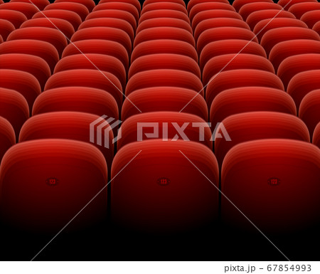 Cinema Theater Red Seats Row Set. Vector 67854993
