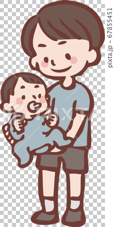 一個男孩抱著一個嬰兒 一個男孩抱著一個嬰兒 67855451