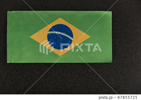 Flag of Brazil on black background. National Flag of Brazil on black background. National 67855725
