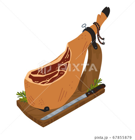 Jamon. Meat delicatessen on white background. Jamon. Meat delicatessen on white background. 67855879