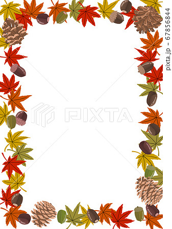 サイズ対応 秋らしいどんぐりと紅葉のフレーム バナーやポスターに使えるのイラスト素材