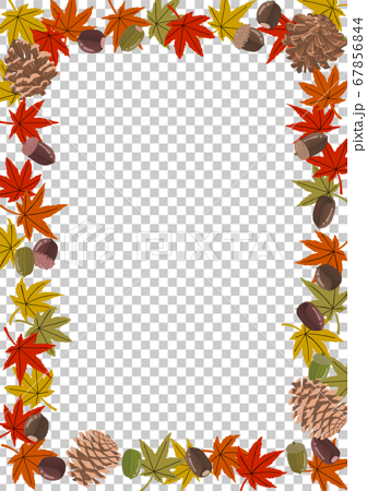 A4サイズ対応 秋らしいどんぐりと紅葉のフレーム バナーやポスターに使えるのイラスト素材 67856844 Pixta
