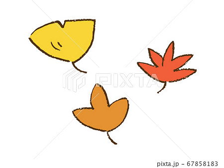 クレヨン画 紅葉した葉っぱのイラスト クレヨン画 紅葉した葉っぱのイラスト 67858183