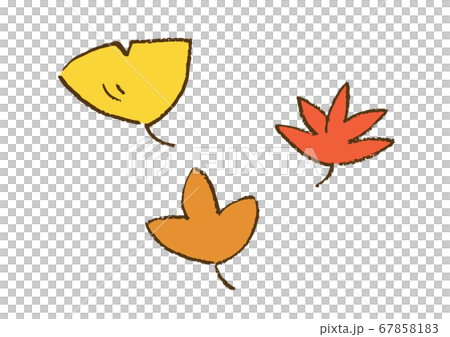 クレヨン画 紅葉した葉っぱのイラスト クレヨン画 紅葉した葉っぱのイラスト 67858183