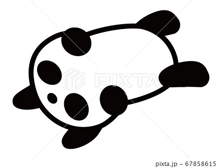 パンダ キャラクター 寝る 寝そべるのイラスト素材