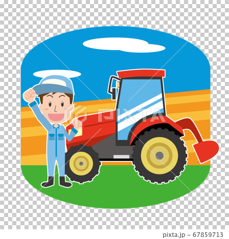 トラクターと農作業をする男性 トラクターと農作業をする男性 67859713