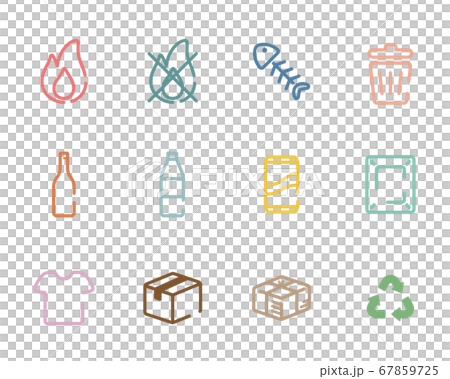 Set of icons for separating garbage / Burning / Not burning / Recycling / Garbage 67859725