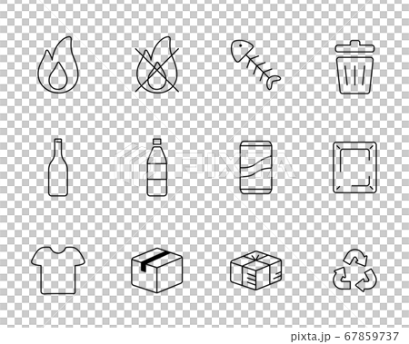 一套用於分離垃圾/燃燒/不燃燒/回收/垃圾的圖標 67859737