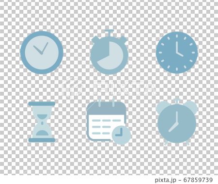 シンプルな時計のアイコンのセット タイマー ストップウォッチ 時間 目覚まし時計のイラスト素材