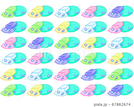 五色の石鹸の背景素材（白バック） 67862674