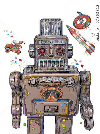 ブリキのロボットおもちゃイラストのイラスト素材 [67863812] - PIXTA