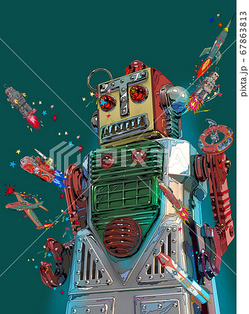 ブリキのロボットおもちゃイラストのイラスト素材 [67863813] - PIXTA