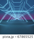 Abstract image of a bridge made of neon tubes 3D image 67865525