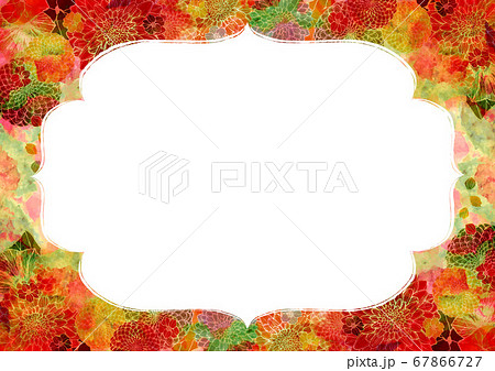 レトロな和柄　年賀状　秋祭りの背景素材　アンティーク　植物柄　花柄　 67866727