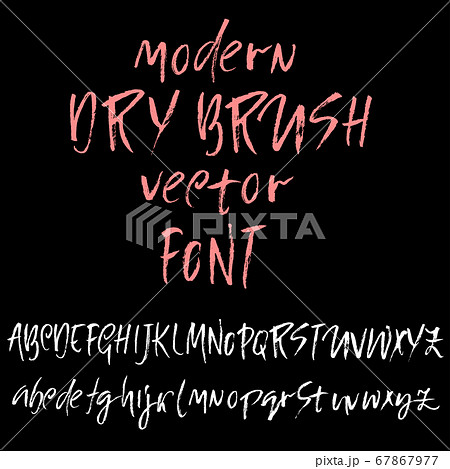 Hand drawn font made by dry brush strokes. Grunge style alphabet. Handwritten font. Vector illustration. 67867977