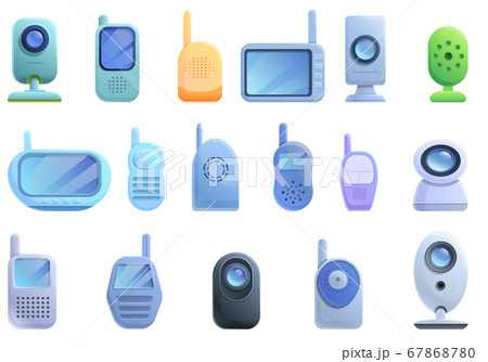 Baby monitor icons set, cartoon style Baby monitor icons set, cartoon style 67868780