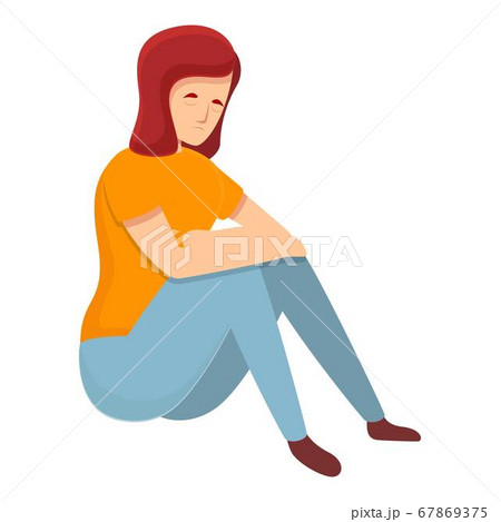 Depressed girl icon, cartoon style 67869375