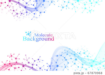 Colorful molecules background. DNA helix, DNA strand, DNA Test. Molecule or atom, neurons. Abstract structure for science or medical background, banner. Scientific molecular vector illustration 67870968