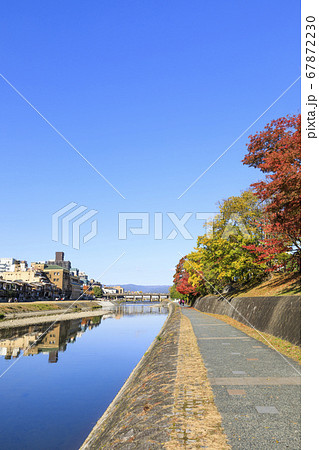 京都・秋の鴨川と紅葉 67872230
