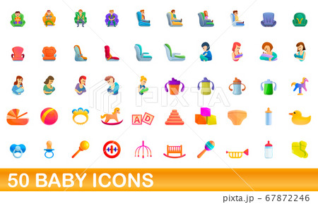 50 baby icons set, cartoon style 50 baby icons set, cartoon style 67872246
