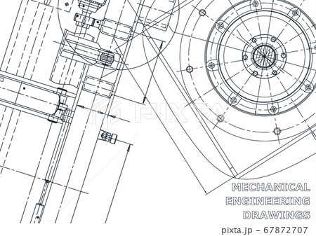 Mechanical instrument making. Technical illustration. Blueprint, cover, banner. Vector engineering drawings. Technical abstract backgrounds 67872707