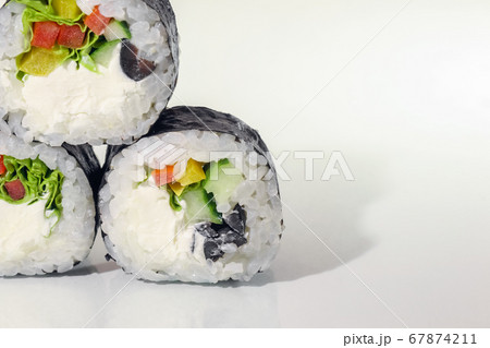 sushi on a white background close up sushi on a white background close up 67874211