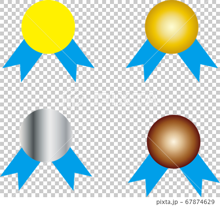運動会などの様々なメダルのセットイラストのイラスト素材