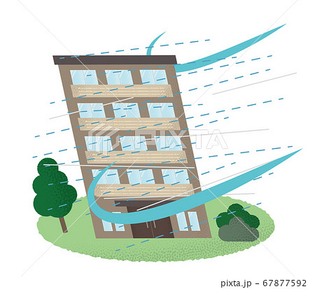 台風の被害に遭うマンションのベクターイラスト 67877592