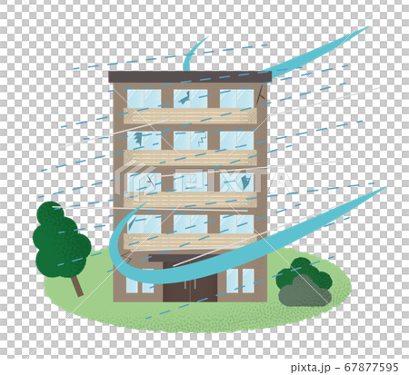 Vector illustration of a mansion that suffers from a typhoon 67877595
