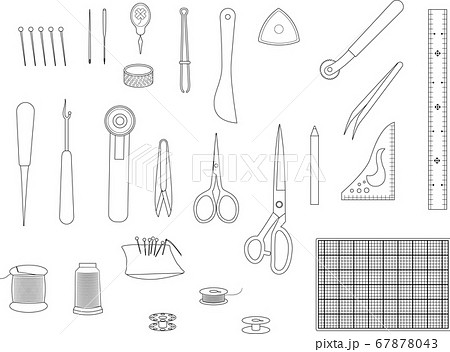 Set Of Sewing Accessories Drawings Stock Illustration - Download