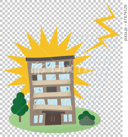 落雷の被害に遭うマンションのベクターイラスト 落雷の被害に遭うマンションのベクターイラスト 67879126