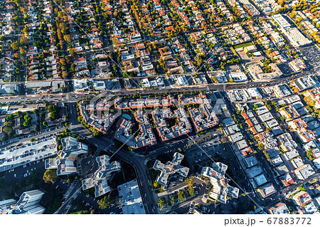 Aerial view of buildings on near Westwood, Los Angeles Aerial view of buildings on near Westwood, Los Angeles 67883772