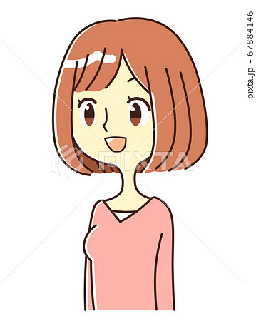 若い女性 表情 笑顔 イラストのイラスト素材