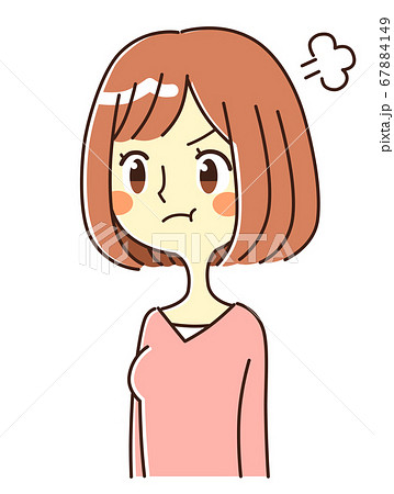 若い女性 表情 怒る イラストのイラスト素材