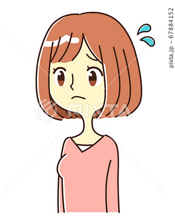 若い女性 表情 困る 焦る イラストのイラスト素材