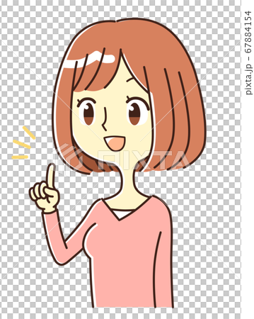 若い女性 表情 提案 指差し イラストのイラスト素材