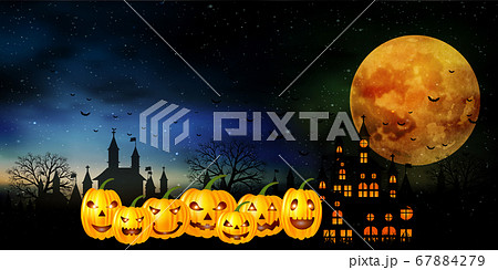 ハロウィン かぼちゃ 月 背景 のイラスト素材
