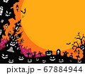 幽霊屋敷を描き込んだハロウィン背景 67884944