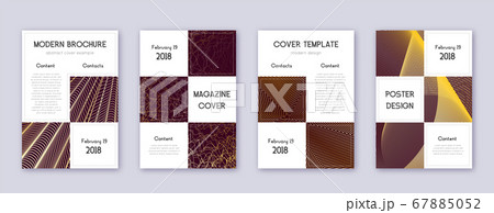 Business brochure design template set. Gold abstra Business brochure design template set. Gold abstra 67885052