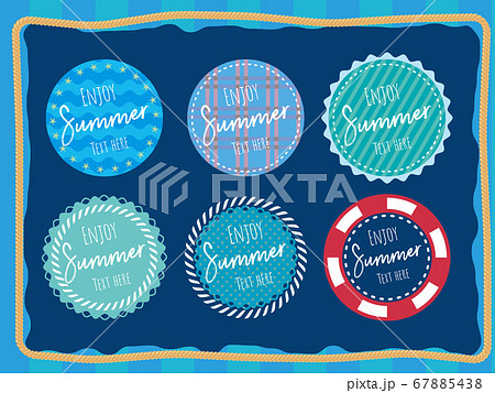 夏のポップなフレーム Summer Labelのイラスト素材