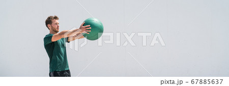 Medicine ball workout fitness man banner 67885637