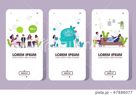 set upset people visiting psychologist depression problems stress psychotherapy session concept 67886077
