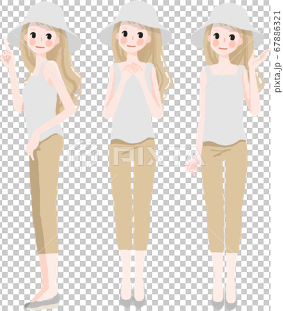 Sleeveless woman wearing a hat 67886321