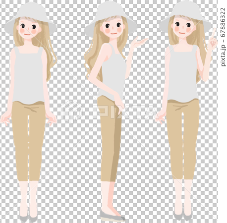 Sleeveless woman wearing a hat 67886322